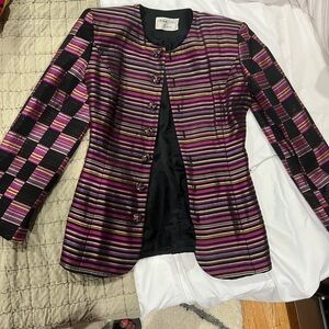 Victor Costa Women's Striped Jacket - Pink and Black